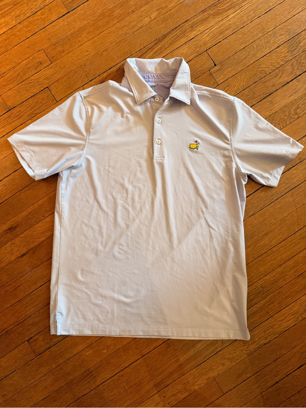Masters Light Lilac and White Striped Polo Medium